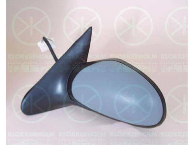 Exterior Mirror, Left, for electric mirror adjustment, w/primer, Heatable, Number of pins: 5, Blue-tinted, Aspherical