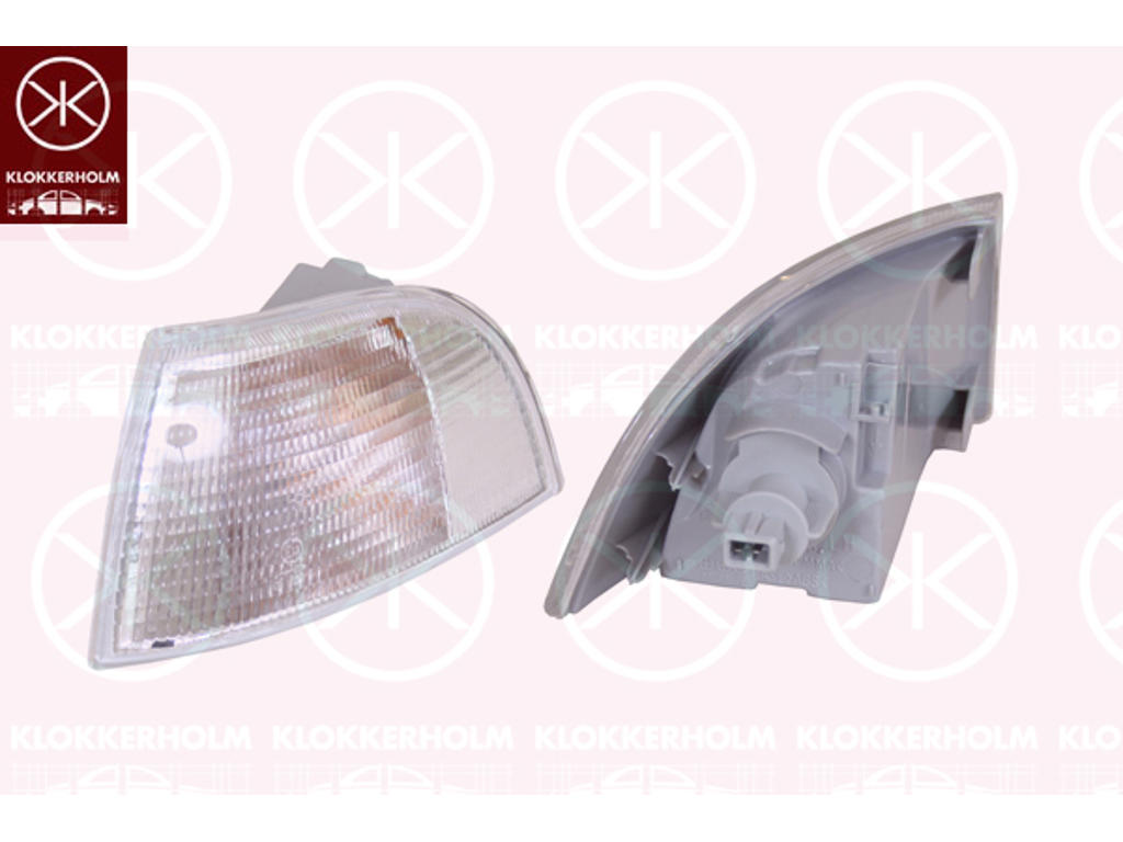 Blinker, med lamphållare, vit, Vänster