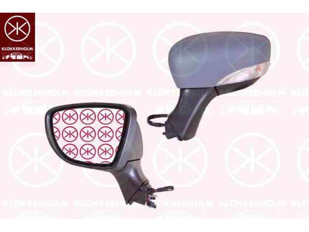 Exterior Mirror, Left, Electronically foldable, with indicator, Number of pins: 9, w/primer, Heatable, Aspherical