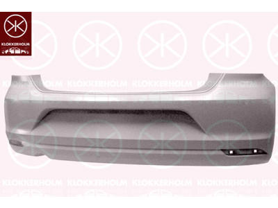 Bumper, w/primer, with hole(s) for exhaust pipe, Rear, only in connection with: 6C6 807 421A GRU, not for trim level: Blue Motion 