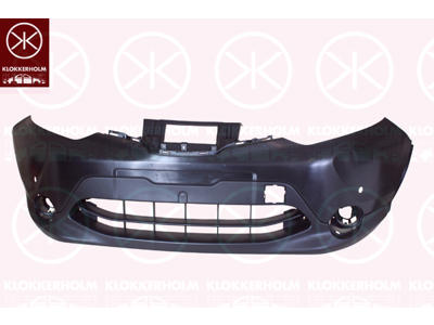 Bumper, Front, with hole(s) for park distance control, Number of bores: 2, black