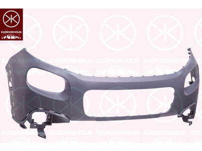Bumper, w/primer, for vehicles with track widening, Front, with hole(s) for fog lights, Upper section