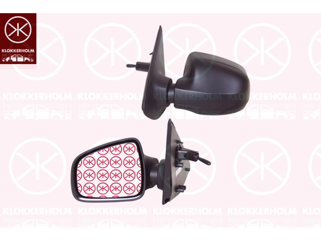 Exterior Mirror, Left, Control: cable pull, black, Convex