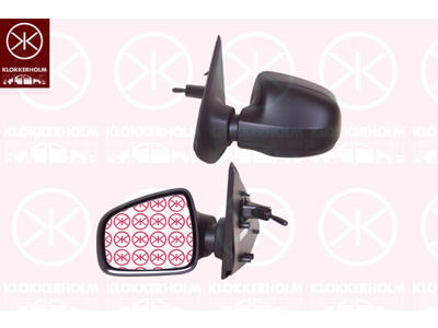 Exterior Mirror, Left, Control: cable pull, black, Convex