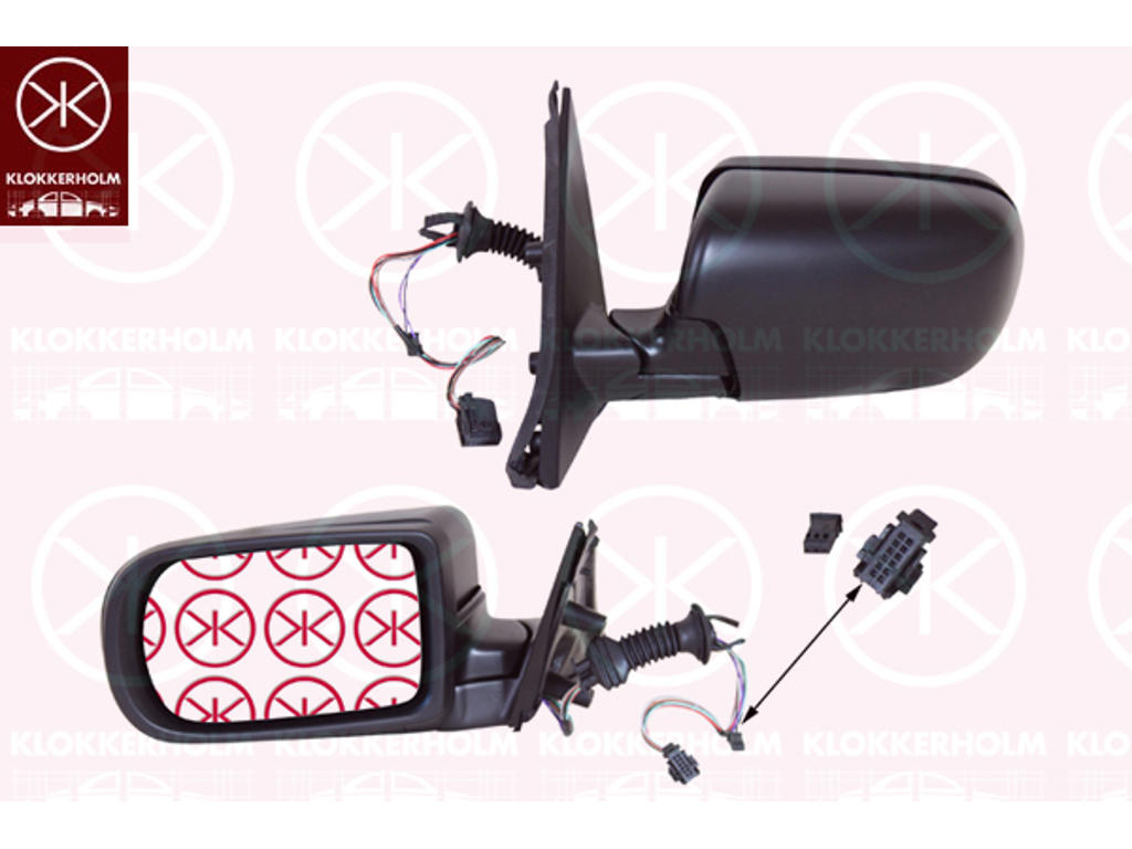Exterior Mirror, for electric mirror adjustment, Plan, Heatable, blue, Left, Number of pins: 7
