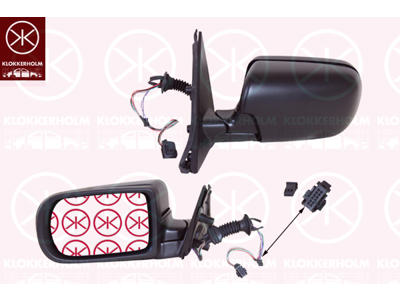 Exterior Mirror, for electric mirror adjustment, Convex, Heatable, blue, Right, Number of pins: 7