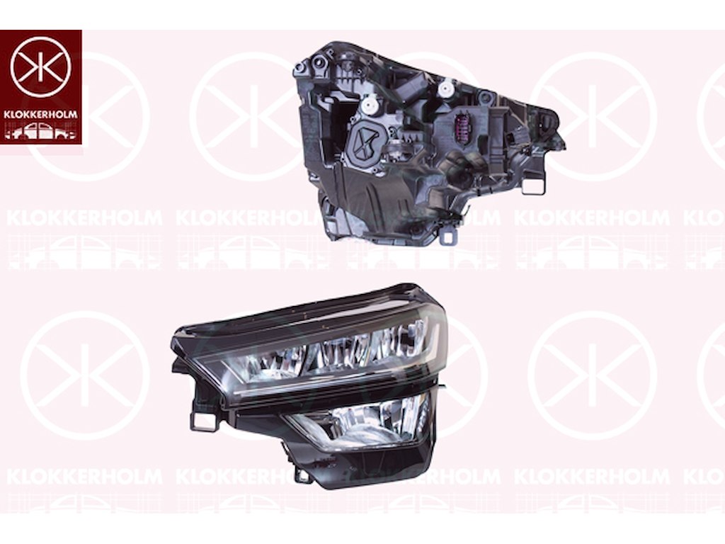 Huvudstrålkastare, Höger, Fordonsutrustningslinje/-variant: Basic, LED, med varselljus (LED), med stäämotor för lysviddsreglering