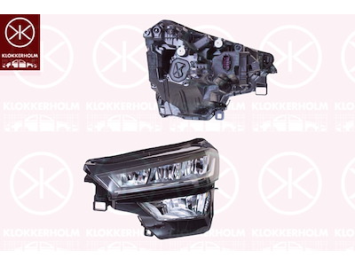 Huvudstrålkastare, Höger, Fordonsutrustningslinje/-variant: Basic, LED, med varselljus (LED), med stäämotor för lysviddsreglering