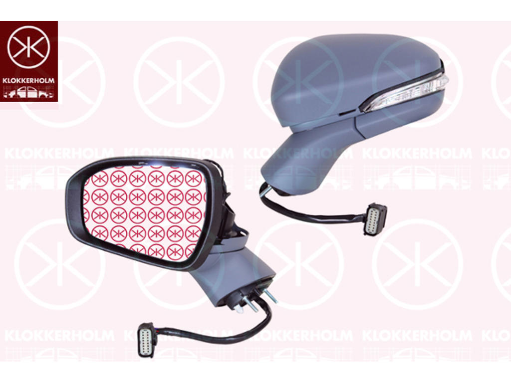 Exterior Mirror, Left, for vehicles with drive assistance system, for electric mirror adjustment, Number of pins: 16, with memory, Electronically foldable, with reading light, with indicator, Heatable, Aspherical, w/primer