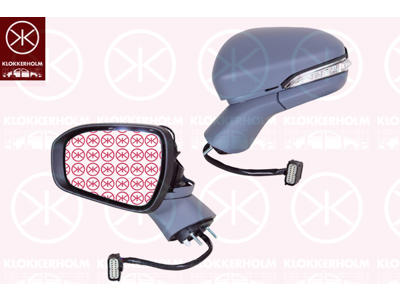 Exterior Mirror, Left, for vehicles with drive assistance system, for electric mirror adjustment, Number of pins: 16, with memory, Electronically foldable, with reading light, with indicator, Heatable, Aspherical, w/primer