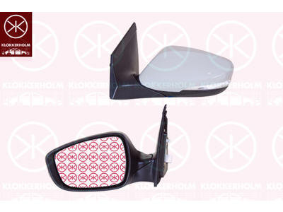 Exterior Mirror, Right, Electronically foldable, with indicator (LED), Number of pins: 8, Heatable, w/primer, Convex