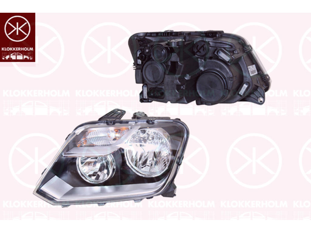 Headlight, Left, H7/H1, Housing Colour: black, with motor for headlamp levelling, Valeo