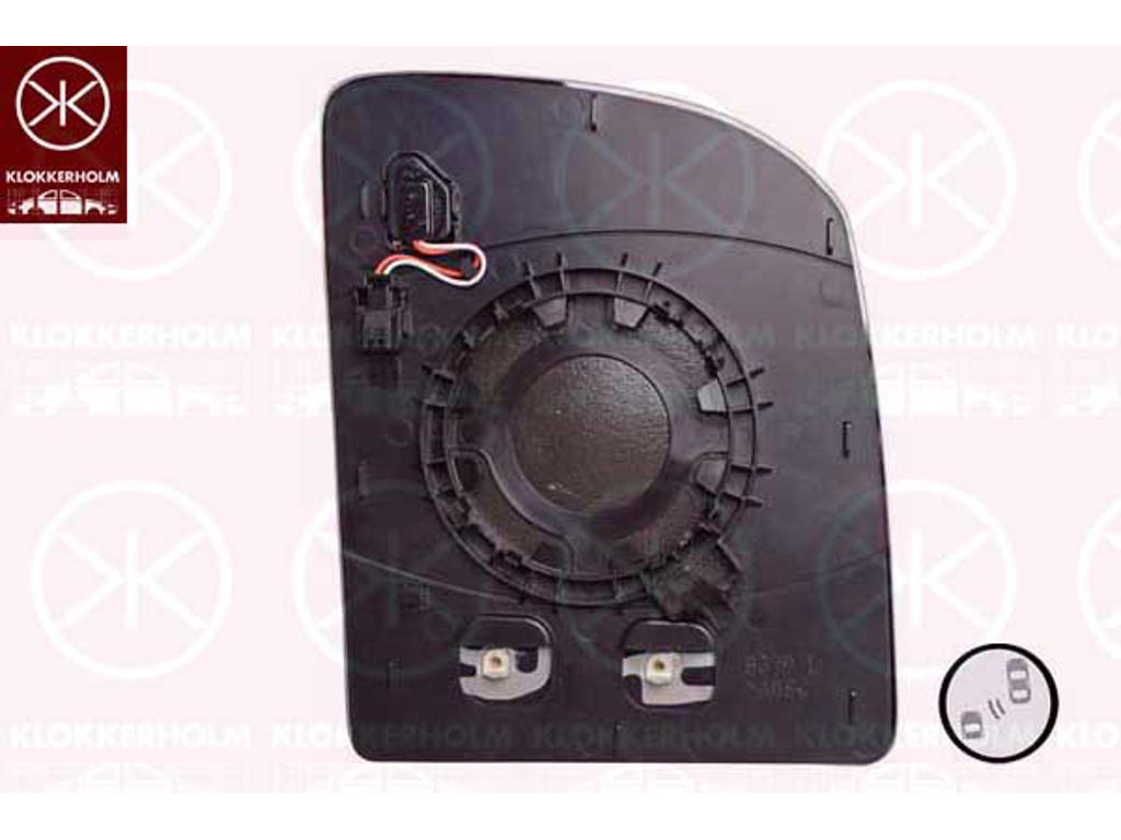 Mirror Glass, exterior mirror, Left, Heatable blind spot mirror, Convex