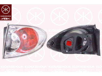 Tail Light Assembly, without bulb holder, Right, Outer section, Housing Colour: chrome