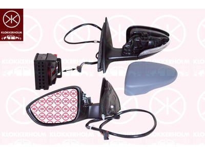 Exterior Mirror, Left, for electric mirror adjustment, Electronically foldable, Number of pins: 9, with indicator (LED), with reading light, Heatable, w/primer