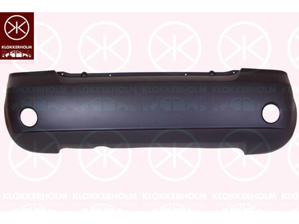 Bumper, Rear, black, with hole(s) for fog lights