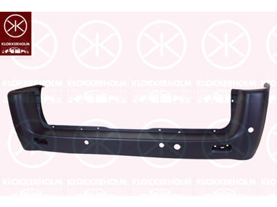 Bumper, Rear, black, with hole(s) for park distance control, Axle Distance [mm]: 3300