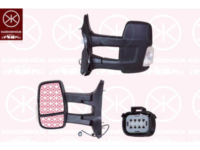 Exterior Mirror, Left, Long mirror arm, Number of pins: 2, with indicator, Indicator Colour: white, WY5W, Convex