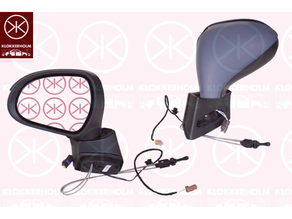 Exterior Mirror, w/primer, with thermo sensor, Right, with hole for direction indicator, Convex
