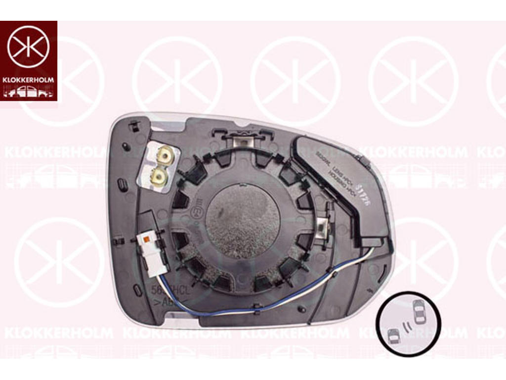 Mirror Glass, exterior mirror, without automatic dimming, Right, Heatable blind spot mirror, Convex