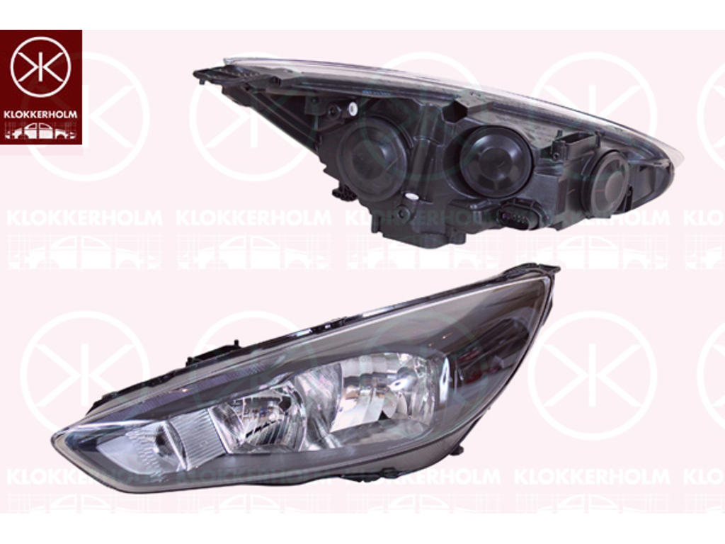 Headlight, Right, Illuminance [lx]: 17.5, H7/H1, with daytime running light (LED), Housing Colour: black, with motor for headlamp levelling