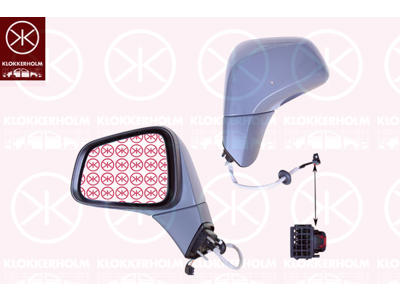 Exterior Mirror, Left, for electric mirror adjustment, Electronically foldable, Number of pins: 7, Complete Mirror, w/primer, Heatable, Aspherical