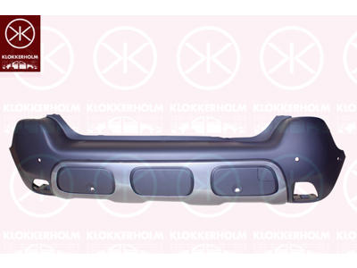 Bumper, with hole(s) for park assist (parallel parking), Rear, with spoiler, Number of bores: 6