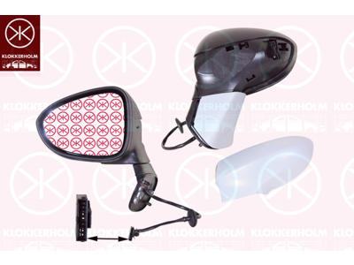 Exterior Mirror, Left, for electric mirror adjustment, Number of pins: 5, Heatable, Aspherical, Partial primed
