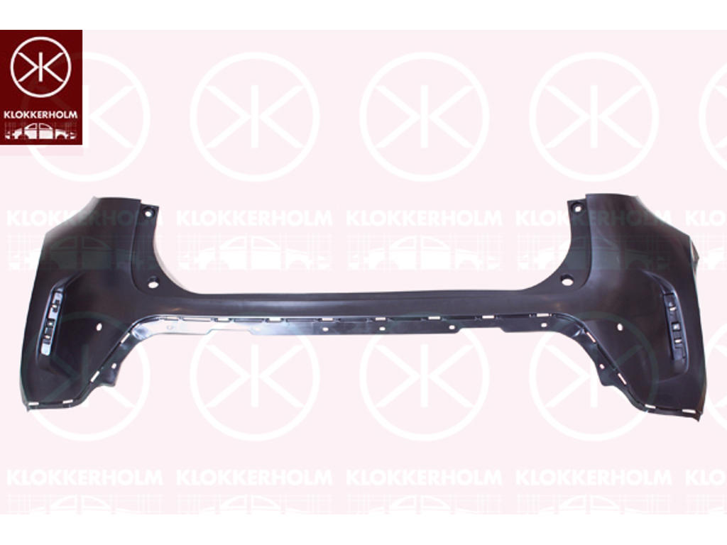 Bumper, with hole(s) for park assist (parallel parking), Rear, black, Upper section