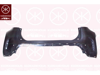 Bumper, with hole(s) for park assist (parallel parking), Rear, black, Upper section