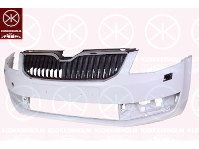 Bumper, w/primer, Front, with trim strip, chrome, with hole(s) for washer nozzle