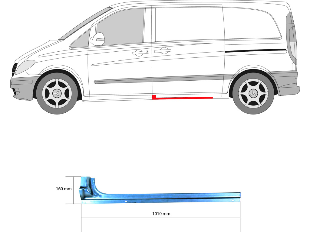 Quarter Panel, for vehicles with sliding door, Right, Lateral Panel, Repair Panel, Lower Section