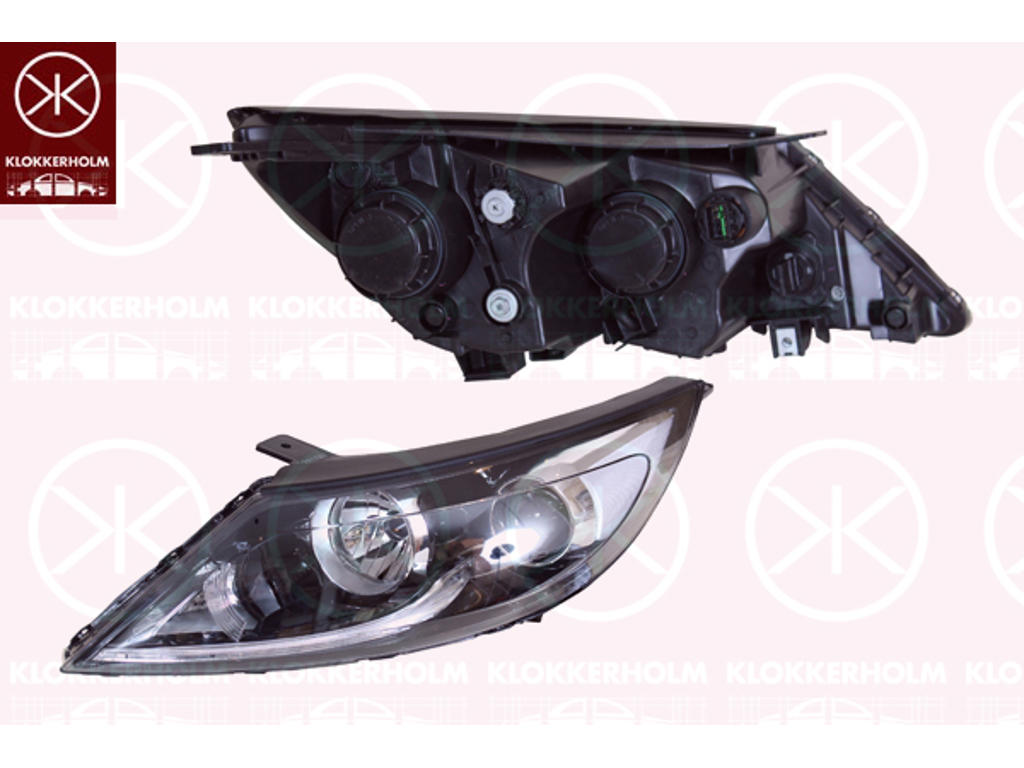 Headlight, Left, Illuminance [lx]: 20, H7/H7, with daytime running light (LED), Housing Colour: black, with motor for headlamp levelling, SEOGU-Type