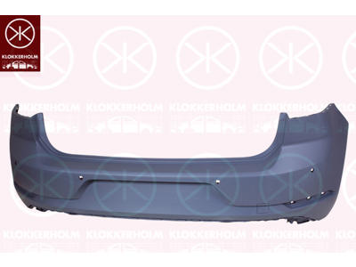 Bumper, Rear, Trim Level: FACELIFT, with hole(s) for park distance control, Number of bores: 4, w/primer