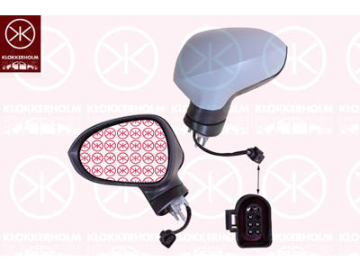 Exterior Mirror, Left, for electric mirror adjustment, Number of pins: 5, Heatable, w/primer, Aspherical