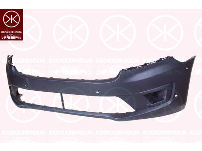 Bumper, for vehicles with blind spot assistant, Front, black, with hole(s) for park distance control