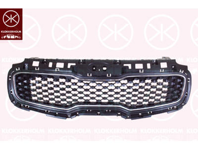 Radiator Grille, black, with trim strip, chrome