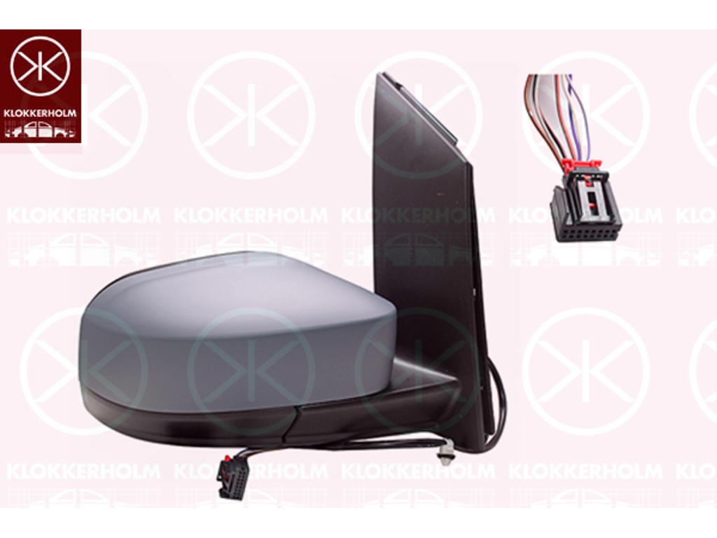 Exterior Mirror, Right, Electronically foldable, Number of pins: 7, Heatable, Convex, w/primer