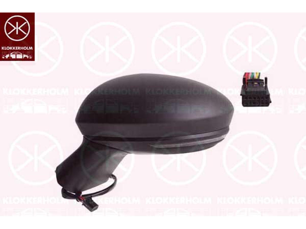 Exterior Mirror, Left, for electric mirror adjustment, Number of pins: 7, w/primer, Heatable, Aspherical