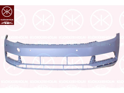 Bumper, w/primer, Front, with hole(s) for park distance control, Trim Level: COMFORTLINE, Number of bores: 4, Trim Level: TRENDLINE
