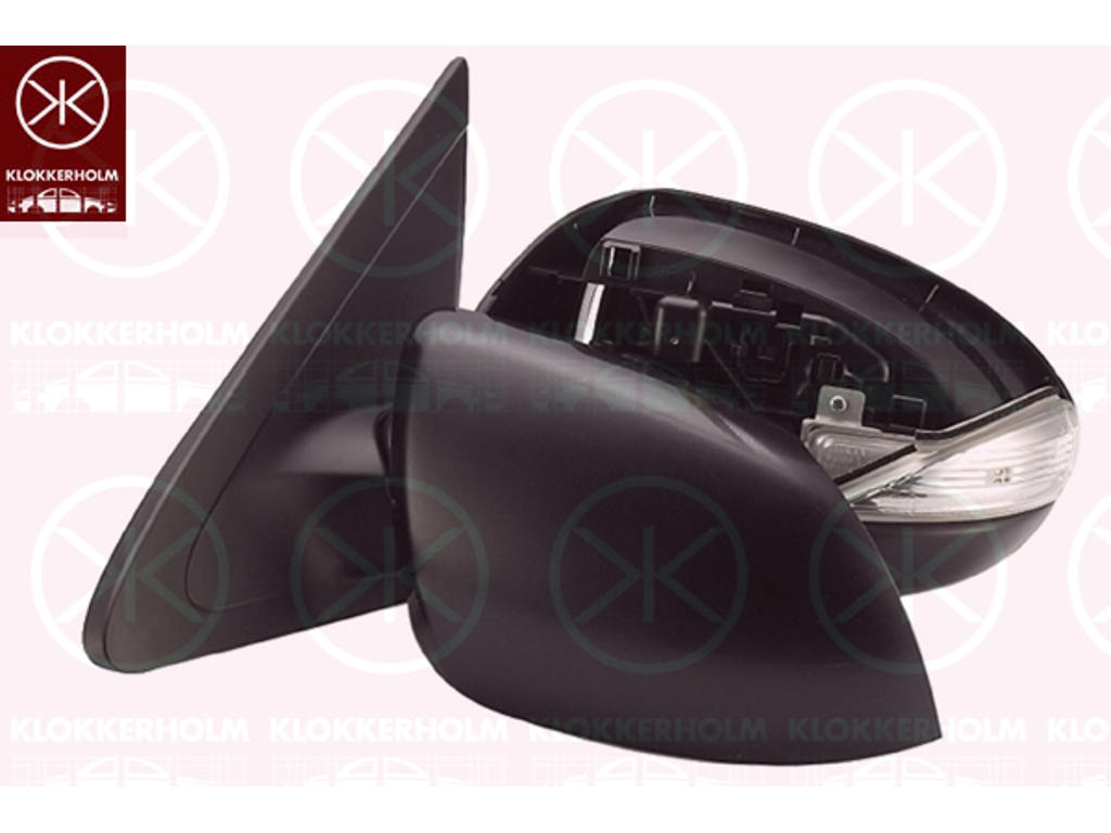 Exterior Mirror, w/primer, with indicator, Electronically foldable, for electric mirror adjustment, Aspherical, Heatable, Left