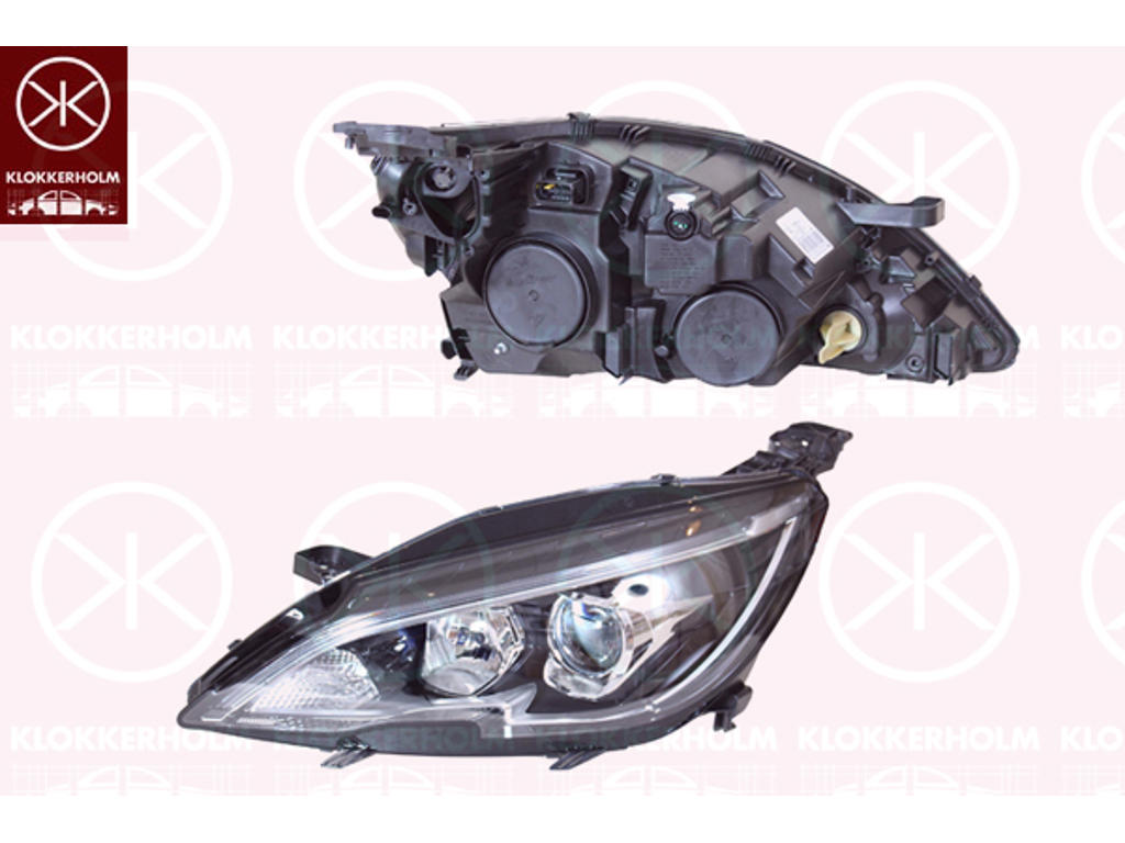 Forlygte, højre, H7/H7, med kørelys (LED), Lampe/pæretype: HY21W, med indstillingsmotor for LWR, AL