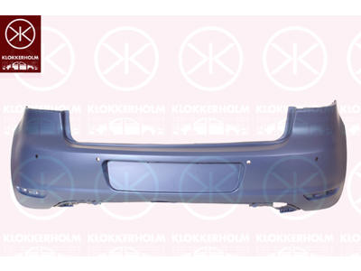 Bumper, Rear, w/primer, not for trim level: GTD,GTI, with hole(s) for park distance control