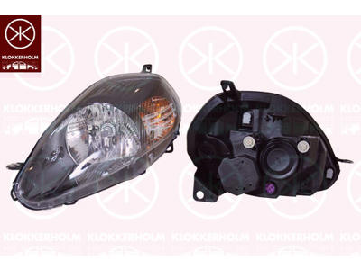 Forlygte, VALEO, Lysstyrke [lx]: 12.5, højre, H4, med indstillingsmotor for LWR, Husfarve: sort, Antal stikkontakter: 8