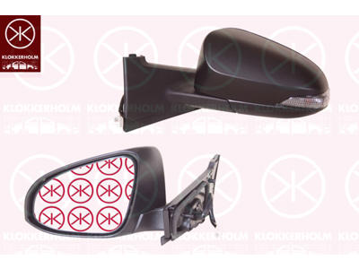Exterior Mirror, Left, for electric mirror adjustment, with indicator, Number of pins: 7, Heatable, Convex, w/primer