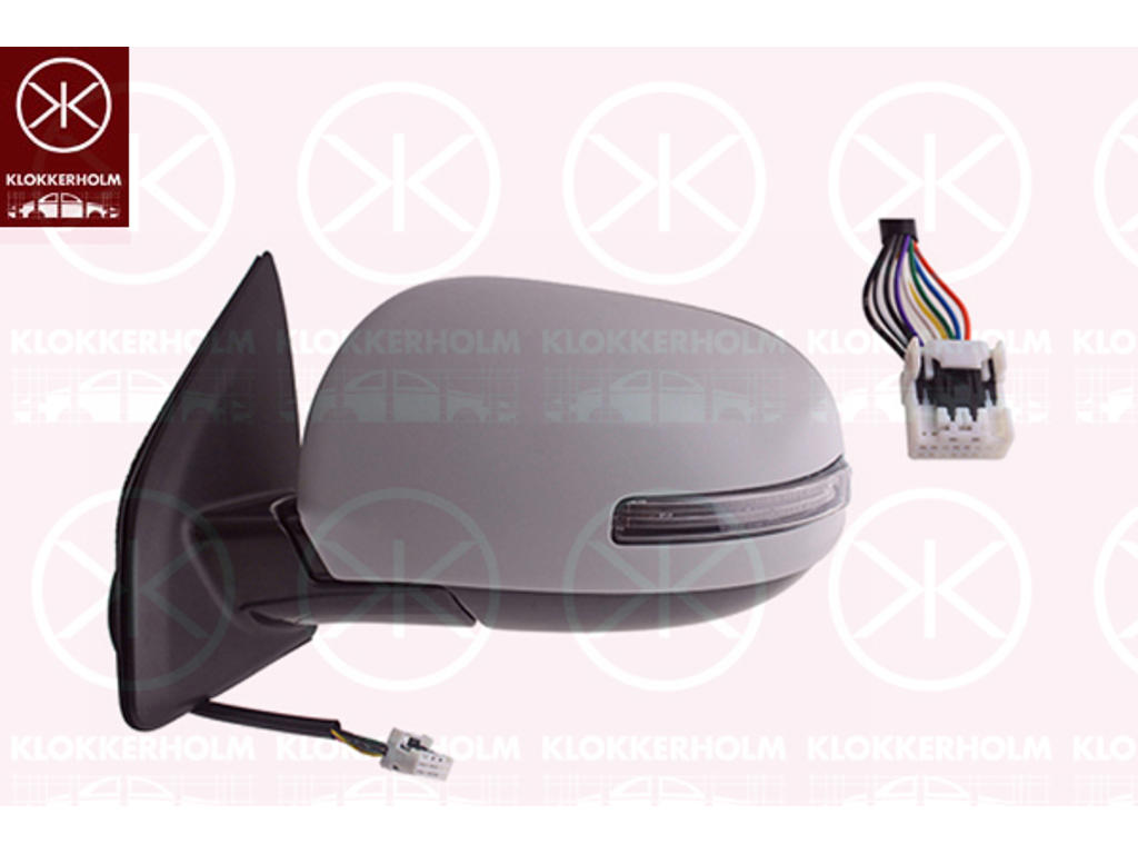 Exterior Mirror, Left, Electronically foldable, for electric mirror adjustment, with indicator (LED), Number of pins: 9, Heatable, w/primer, Convex
