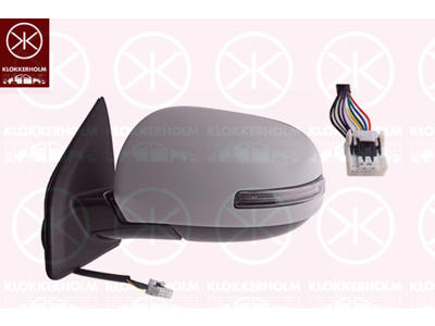 Exterior Mirror, Left, Electronically foldable, for electric mirror adjustment, with indicator (LED), Number of pins: 9, Heatable, w/primer, Convex