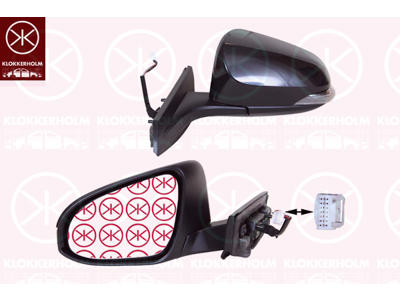 Exterior Mirror, Left, for electric mirror adjustment, Number of pins: 7, with indicator, Heatable, w/primer, Convex