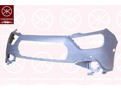 Bumper, w/primer, Front, with hole(s) for fog lights, with hole(s) for park distance control, with holes for extensions, Upper section