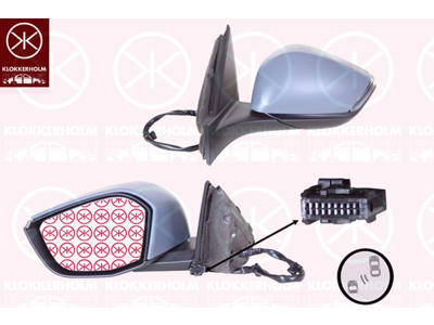 Exterior Mirror, with indicator (LED), for vehicles with blind spot assistant, Electronically foldable, Right, with thermo sensor, Number of pins: 12, for electric mirror adjustment, Heatable, Partial primed, Convex